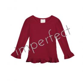 IMPERFECT Blank Girl's Long Sleeve Ruffle Tee Shirt